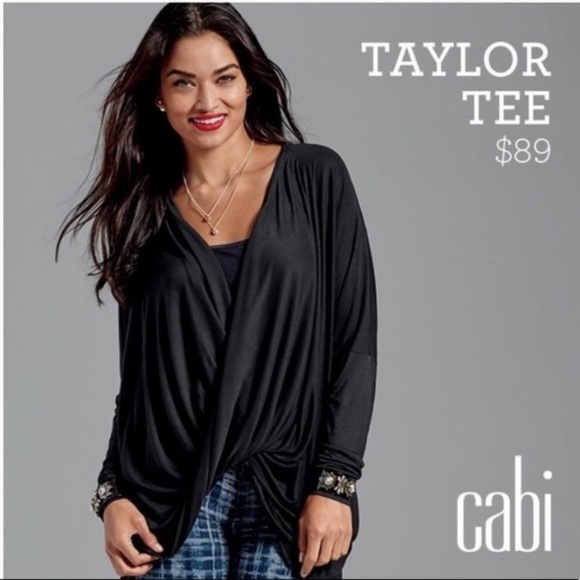 CAbi Tops - Cabi Taylor Tee Black Wrap Long Sleeve Blouse